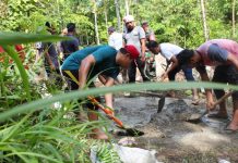 Hendri Yono Bersama Masyarakat Gotong Royong Buka Jalan Perkebunan di Sawang