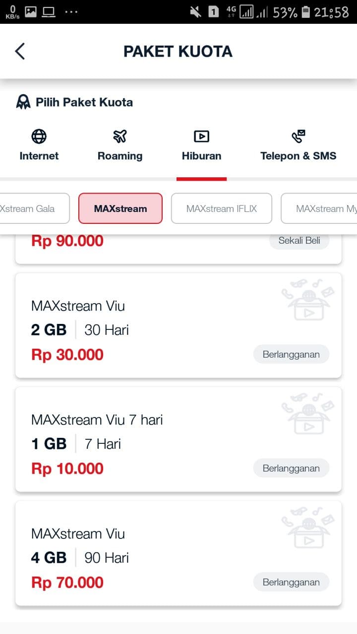 Paket MaxStream Telkomsel