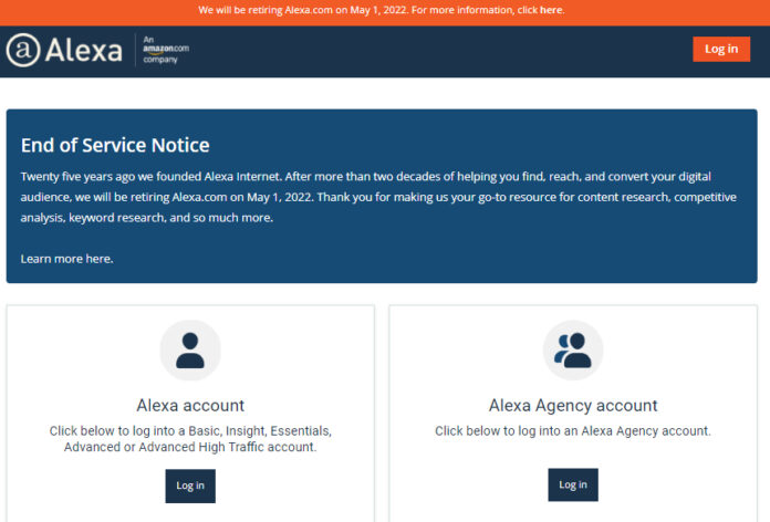 Situs Pemeringkat Web Alexa.com Ditutup